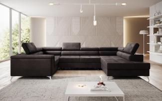 Designer Sofa Torino mit Schlaf- und Klappfunktion Samt Dunkelbraun Rechts