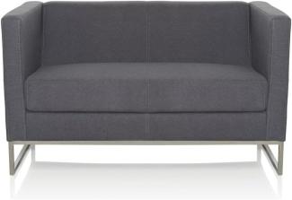 hjh OFFICE 713502 Lounge Sofa Barbados Stoff Grau Moderne 2-Sitzer Couch für höchsten Sitzkomfort