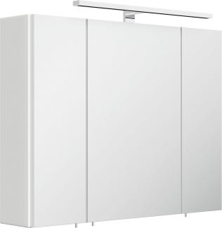 Spiegelschrank 75cm inkl. Design LED-Lampe und Glasböden weiss hochglanz : Weiss hochglanz