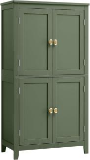 VASAGLE Badezimmerschrank, Badschrank, Küchenschrank mit 4 Türen, verstellbare Ablagen, 30 x 60 x 110 cm, waldgrün BBC552C01