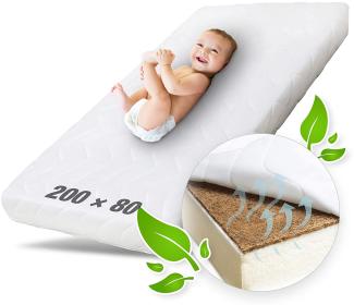 Ehrenkind® Kindermatratze Kokos | Baby Matratze 80x200 | Babymatratze 80x200 mit hochwertigem Schaum, Kokosplatte und Hygienebezug