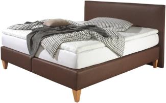 Maintal Boxspringbett Luxor, 160 x 200 cm, Kunstleder, 7-Zonen-Kaltschaum Matratze h2, Braun