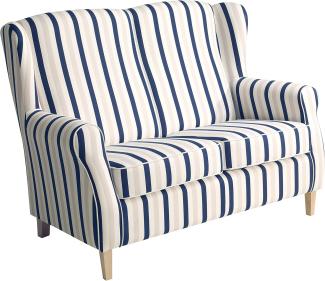 Lorris Sofa 2-SitzerFlachgewebe Blau Buche Natur