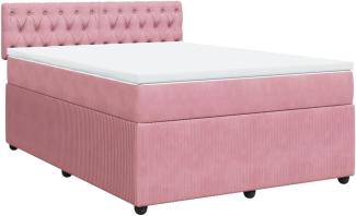 Boxspringbett mit Matratze Rosa 140x190 cm Samt 3290045