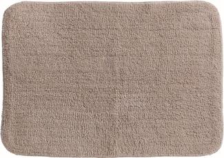 Spirella Badteppich Badematte Duschvorleger CAMPUS 100% Baumwolle Hochflor | flauschig | rutschhemmend | geeignet für Fußbodenheizung | 50x70 cm | Beige