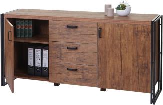 Sideboard HWC-A27, 80x160x40cm, 3D-Struktur, Wildeiche-Optik