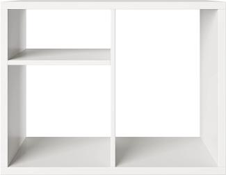 Fortuna - Bücherregal, Büroregal, Raumteiler mit 3 Fächern, asymmetrische Aufteilung: weiss
