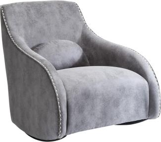 Kare Sessel Swing Ritmo Grau, Schaukelsessel aus pflegeleichtem Polyester Stoff, Schaukelstuhl im Vintage Style, gemütlicher Loungesessel mit Kippfunktion (H/B/T) 83 x 76 x 74 cm