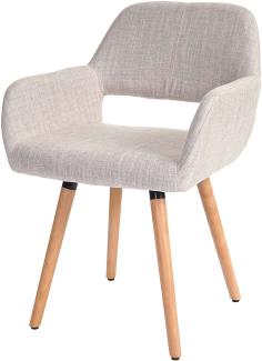 Esszimmerstuhl HWC-A50 II, Stuhl Küchenstuhl, Retro 50er Jahre Design ~ Textil, creme/grau, helle Beine