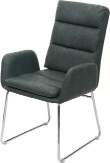 Esszimmerstuhl HWC-H32, Küchenstuhl Stuhl mit Armlehne, Kunstleder Stahl ~ grün
