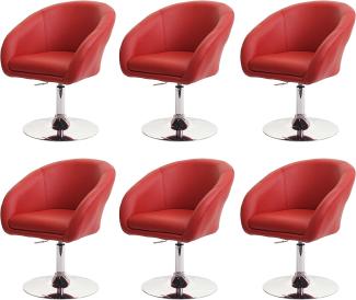 6er-Set Esszimmerstuhl HWC-F19, Küchenstuhl Drehstuhl Loungesessel, drehbar höhenverstellbar ~ Kunstleder rot