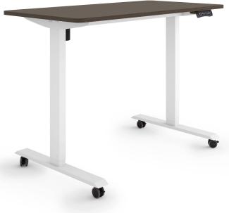 ESMART Germany ETX-121WE 120x60cm Ebenholz Dekor Ergonomischer Steh-Sitz-Schreibtisch auf Rollen Stufenlos elektrisch höhenverstellbar 78,5-128,5cm 3X Memory Aktivitätserinnerung Soft-Start/Stopp