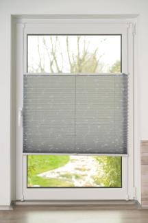 K-home Klemmfix-Plissee, Elba Bedruckt Grau, 60 x 210 cm (B x L) Modern