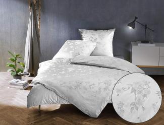 Bettwaesche-mit-Stil Mako Satin Jacquard Damast Bettwäsche Zoé Rose – weiß – Kissenbezug 40x80 cm
