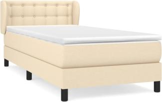 Boxspringbett mit Matratze Stoff Creme 90 x 200 cm, Härtegrad: H2 [3126538]