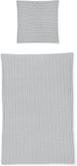 Irisette Easy Soft-Seersucker Bettwäsche 135x200 Streifen silber weiß 8362-11