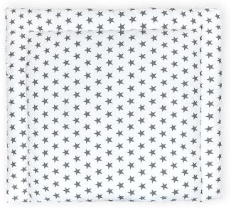 KraftKids Wickelauflage in kleine graue Sterne auf Weiss, Wickelunterlage 75x70 cm (BxT), Wickelkissen GSW112