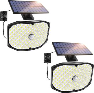 LEDYA Solarlampen für Außen mit Bewegungsmelder, 146 LED Solarleuchte Aussen, IP65 Wasserdichte, 120° Beleuchtungswinkel, Solar Wandleuchte für Garten mit 5m Kabel, 2 Stück