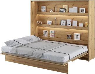 MEBLINI Schrankbett Bed Concept - Wandbett mit Lattenrost - Klappbett mit Schrank - Wandklappbett - Murphy Bed - Bettschrank - BC-14 - 160x200cm Horizontal - Artisan Eiche