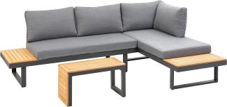 greemotion Lounge-Set Samara, 2-teilig, Gartenmöbel-Set, Loungemöbel-Set, aus Aluminium, schwarz, anthrazit, Holzfarben