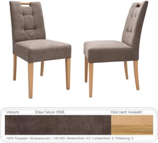 4x Stuhl Agnes 1 mit Griff Varianten Polsterstuhl Massivholzstuhl Eiche natur lackiert, Elisa Falcon