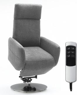 Cavadore TV-Sessel Cobra, Fernsehsessel mit 2 E-Motoren, Akku und Aufstehhilfe, Relaxfunktion, Liegefunktion, Ergonomie M, 71 x 110 x 82, Belastbar bis 130 kg, hellgrau