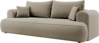 Selsey Sofa Schlafsofa Couch Mit Stauraum Schlaffunktion 3 Sitzer Pflegeleicht Polyurethanschaum Veloursoptik Beige OVO