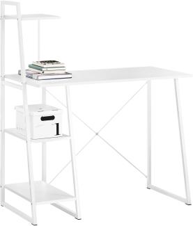 SoBuy FWT29-W Schreibtisch(102x50x75/117cm) Computertisch Arbeitstisch mit 3 Ablageflächen weiß (Ohne Stuhl)