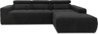 DOMO. collection Brandon Ecksofa, Sofa mit Rückenfunktion in L-Form, Polsterecke, Eckgarnitur, schwarz, 288 x 228 x 80 cm