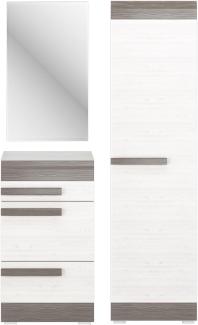 Garderoben-Set "Blanco" Flurgarderobe 3-teilig Pinie weiß grau MDF