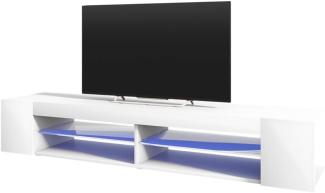 Selsey Mitchell – TV-Lowboard Weiß Matt/Weiß Hochglanz 180 cm breit mit LED