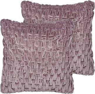 Dekokissen Samtstoff violett strukturiert 45 x 45 cm 2er Set CHIRITA