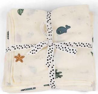 Done By Deer Sea Friends Swaddle 2 Stück Ecru