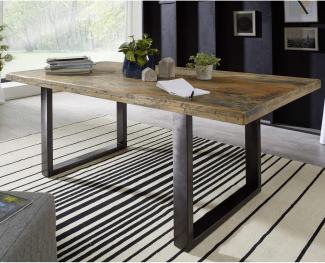 Esstisch GINGO Mangoholz rustikal Tisch Eisen grau 180x90 cm