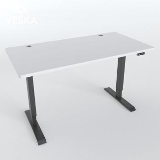 Höhenverstellbarer Schreibtisch (140 x 70 cm) - Sitz- & Stehpult - Bürotisch Elektrisch Höhenverstellbar mit Touchscreen & Stahlfüßen (Anthrazit/Weiß)