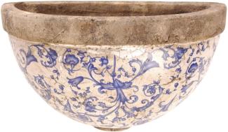 Aged Ceramic Wand Halbschale aus krakelierter Keramik in blau weiß