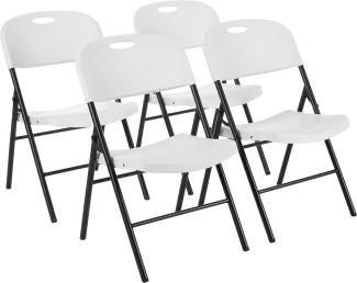 Amazon Basics Klappbarer Kunststoff-Stuhl, 157,5 kg Tragkraft, Weiß, 4er-Set