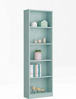 Dmora Lineares Bücherregal mit fünf Regalen, wassergrüne Farbe, Maße 52 x 180 x 25 cm