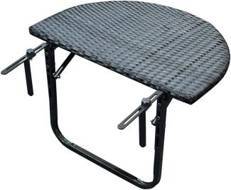 Balkonhängetisch klappbar halbrunder Tisch 60x40 cm Schwarz