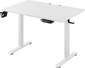 Casaria Höhenverstellbarer Schreibtisch mit Tischplatte Elektrisch LCD- Display 73-118cm Stahlgestell Zubehör 110x60 cm Büro Gaming Computertisch Weiß