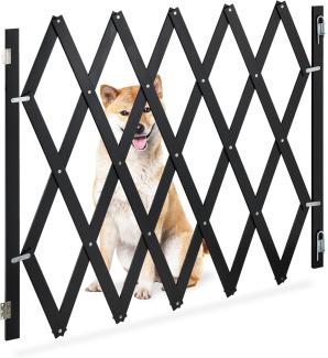 Relaxdays Hundeabsperrgitter, ausziehbar bis 140 cm, 87-97 cm hoch, Bambus, Hunde Schutzgitter für Treppe & Tür, schwarz