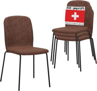 Albatros Stapelstuhl ENNA 4er Set, Braun - stapelbarer Konferenzstuhl - Besucherstuhl, Bequeme Stühle für Wartezimmer