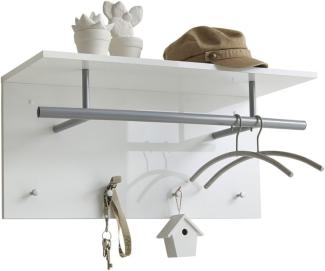 FMD Möbel - SPOT UP - Wandgarderobe mit Kleiderstange und 4 Haken - melaminharzbeschichtete Spanplatte - Hgl weiß - 72 x 35 x 29,3cm