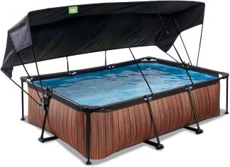EXIT Wood Pool mit Sonnensegel und Filterpumpe - braun 220x150x65cm