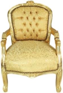 Casa Padrino Barock Kinder Stuhl Gold Muster /Gold - Armlehnstuhl - Antik Stil Möbel