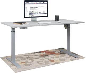 HighDesk SMART Höhenverstellbarer Schreibtisch (Silber + Grau I 140 x 80 cm) - Elektrischer Sitz- & Stehtisch mit Tischplatte - Stehschreibtisch Elektrisch Höhenverstellbar - von Krieg