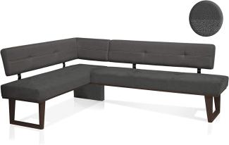 Möbel-Eins COLMI Eckbank, Material Massivholz/Bezug Stoff Buche schwarz 167 x 224 cm dunkelgrau