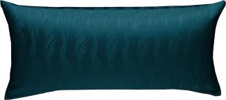 Bettwaesche-mit-Stil Mako Satin Damast Bettwäsche Waves petrolblau Kissenbezug 40x80cm