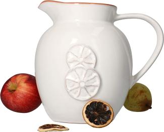 Saskia Wein- & Sangria Krug 1,7 Liter I Weiße Karaffe mit Zitrusfrucht-Dekor I Steingut