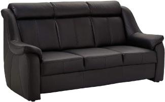 Cavadore 3er Ledersofa Beata moderne 3-sitzige Couch in Leder, Echtleder, schwarz, 188 x 98 x 92 cm